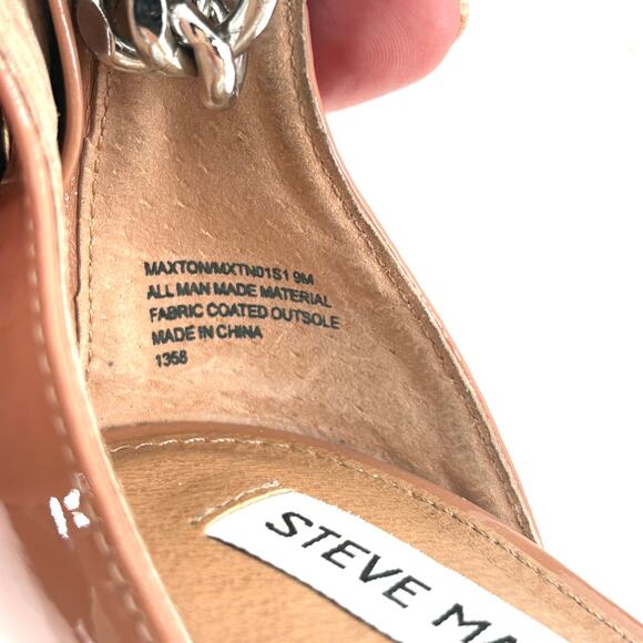 Steve Madden Maxton Chain Stiletto Heels 9 NWOT Sandals Pumps Tan Beige Glam - Picture 7 of 11